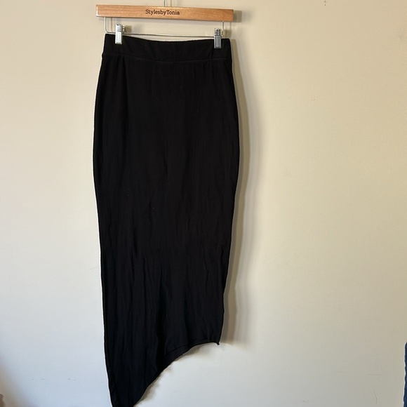 FRANK and EILEEN Tee Lab Asymmetrical Skirt FLEECE Black Raw Hem Sz S - Picture 5 of 13